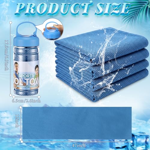 Honoson 10 Pcs Cooling Towels with Bottle, 47 x 12 in, Dark Blue - color: Dark Blue