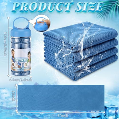 Honoson 10 Pcs Cooling Towels with Bottle, 47 x 12 in, Dark Blue - color: Dark Blue