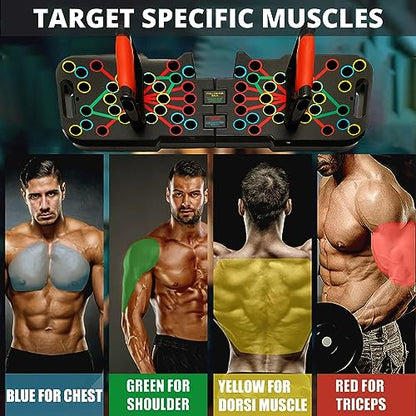 Push Up Board For Men & Women - Foldable Pushup Board For Home Gym & Office - 60+ Color Code With Multi-Functional Home Workout Equipment - ACTIVE APEX