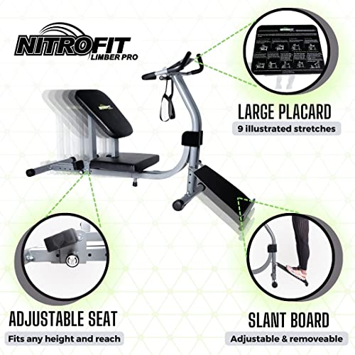 Nitrofit Limber Pro Stretch Machine with Patented Adjustable Sliding Seat and Heavy, Stable Frame, Premium Full‑Body Stretch Trainer for Back, Hamstrings, Hips & Calves, Flexibility, Mobility & Rehab