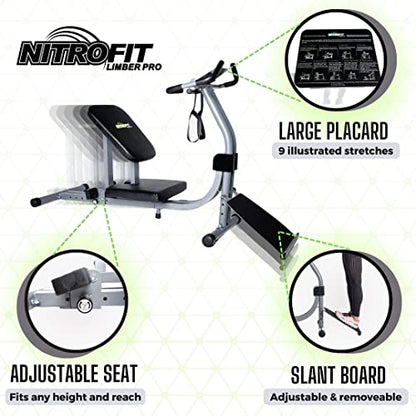 Nitrofit Limber Pro Stretch Machine with Patented Adjustable Sliding Seat and Heavy, Stable Frame, Premium Full‑Body Stretch Trainer for Back, Hamstrings, Hips & Calves, Flexibility, Mobility & Rehab