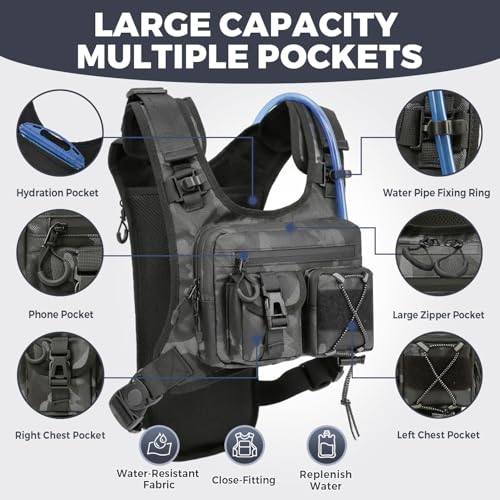 USA Patent Running Hydration Vest Backpack, Lightweight Chest Pack with 2.0L Water Bladder Bag Daypack for Hiking Running Cycling Race Marathon for Women Men - color: Camo