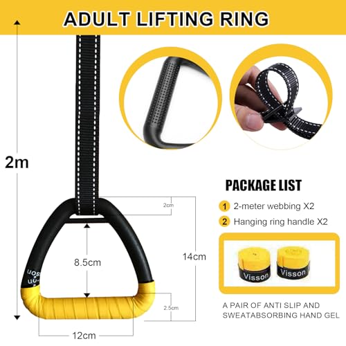 Gymnastic Rings, Gymnastic Rings Equipment, Pull-up Gymnastic Rings, Home Gymnastic Rings no-Punch bar Lanyard for Training Workouts