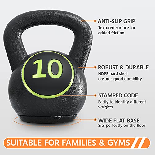 Yaheetech 4 Piece Kettlebell Set 5lb 10lb 15lb 20lb Strength Training Black