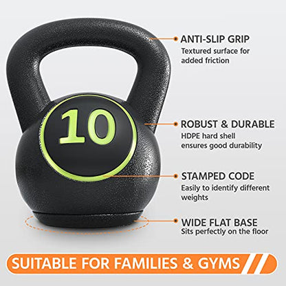 Yaheetech 4 Piece Kettlebell Set 5lb 10lb 15lb 20lb Strength Training Black