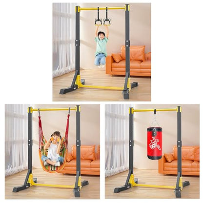 cdar Dip Bar Pull Up Bar Station, 400LBS Multi-Functional Free Standing Power Tower with 11 Gears Adjustment Heavy Duty Strength Training Stand Push Up Workout Exercise Equipment for Home Gym Black