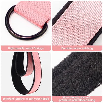 2PCS Comfortable Enhanced Thickness Pilates Double Loop Strap - D-Ring Strap for Home Gym & Yoga Workout Accessories