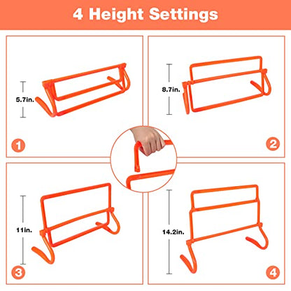 Adjustable Agility Hurdles,4 Height Speed Training Hurdles, Portable Speed Training Equipment with Carry Bag for for Athletes,Kids,Soccer,Basketball