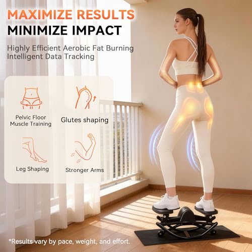 Rock Stepper - Steppers for Exercise at Home, Portable Stepper Side to Side with Digital Display & Resistance Bands, 330 LBS Capacity Full Body Workout Low-Impact Knee-Friendly 3D Stair Stepper - color: Black