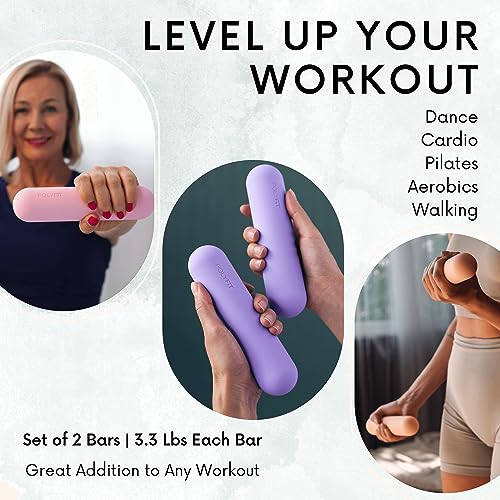 Polyfit Dumbbell Weight Bars for Women - 3.3 LB Each | 6.5 LB Pair - Dumbbell Set for Walking, Yoga, Dance, Barre, Pilates, Cardio, Aerobics