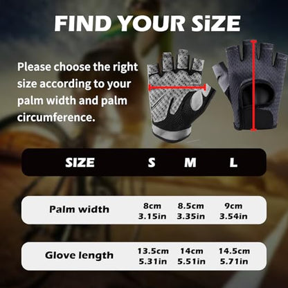Bike Gloves for Men Women, Half-Finger Cycling Gloves with Shock Absorption, Anti-Slip, Breathable - Ideal for Road, Mountain, Dirtbike Biking