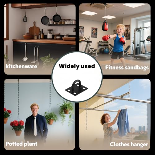 4PCS Heavy Duty Stainless Steel Ceiling Hook Eye Plate - 80LB Load, Welded Rustproof Hanging Hardware for Swing, Hammock, Yoga Silk, Indoor/Outdoor with Expansion Screws
