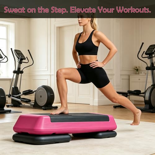 Aerobic Step Platform Height Adjustable Workout Step - color: One layer Base-Rose & Black