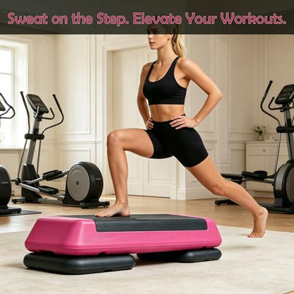 Aerobic Step Platform Height Adjustable Workout Step - color: One layer Base-Rose & Black