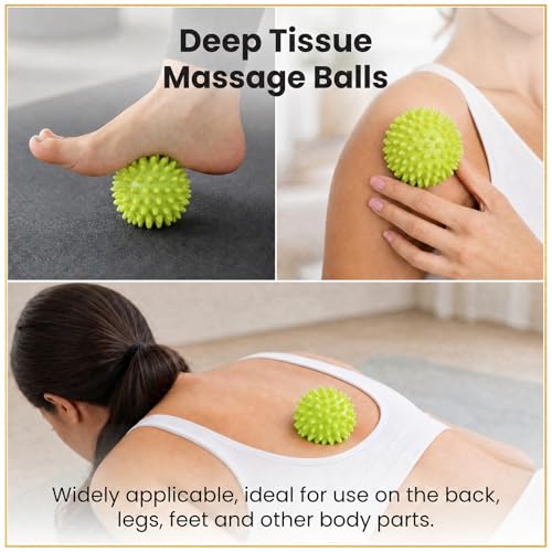 3-in-1 Massage Balls Set,Hard, Medium, Soft Spiky Balls + Smooth Ball for Deep Tissue & Myofascial Release, Plantar Fasciitis Relief, Massage Roller for Feet, Back, Hands, Physical Therapy