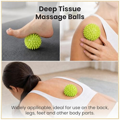 3-Pack Massage Ball Set, Spiky, Smooth for Plantar Fasciitis and Myofascial