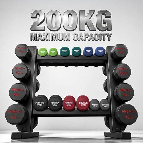 PROIRON Super Stable 4-Tier Dumbbell Rack, One Entire Piece of Steel Weight Rack for Home Gym, Heavy Duty 450LB Storage Holder, Compact Weight Rack (Dumbbell Rack Stand Only)