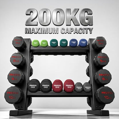 PROIRON Super Stable 4-Tier Dumbbell Rack, One Entire Piece of Steel Weight Rack for Home Gym, Heavy Duty 450LB Storage Holder, Compact Weight Rack (Dumbbell Rack Stand Only)