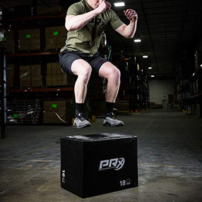 PRx Performance 3-in-1 Plyo Boxes, Plyometric Jump Training and Conditioning Box for All Athletes Soft Foam 16"/18"/24", Soft Foam 20"/24"/30" and, Wood 20"/24"/30"