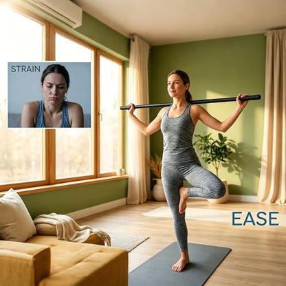 Yoga Stick, 5 ft Aluminum Adjustable Stretching Bar with Comfortable Foam Handles, Portable Fitness Pole for Physical Rehabilitation, Body Shaping, Flexibility, Mobility and Balance Training