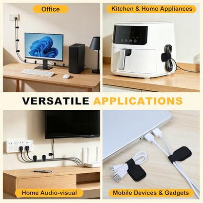 SummerBrite Under Desk Cable Management, Reusable Cable Straps, 56 Pack - color: Black-56pcs