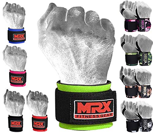 MRX Weight Lifting Wrist Wraps for Wrist Support Lifting Straps Gym Bodybuilding Training Workout for Men and Women - color: Green