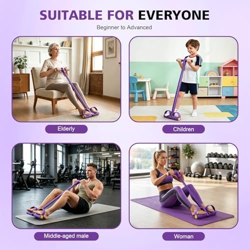 Multifunctional Pedal Resistance Band with Handle,6/8/10 Tubes for All Weights,Upgrade Heavy-Duty Stretch for Full Body Workouts. - color: Purple 6 tubes