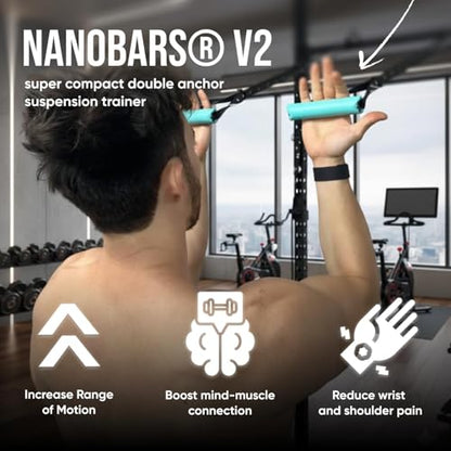 Kensui NanoBars V2 - Portable Suspension Trainer, 600 lb Max Load | Stable and rotating handle modes support pull ups, rows, dips, curls and full body training with natural wrist movement. - color: Black