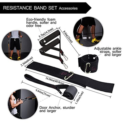 TheFitLife Resistance Bands Set for Women & Beginners – Home Workout Equipment with Handles, Door Anchor & Ankle Straps, Exercise Bands for Rehab, Yoga & Fitness