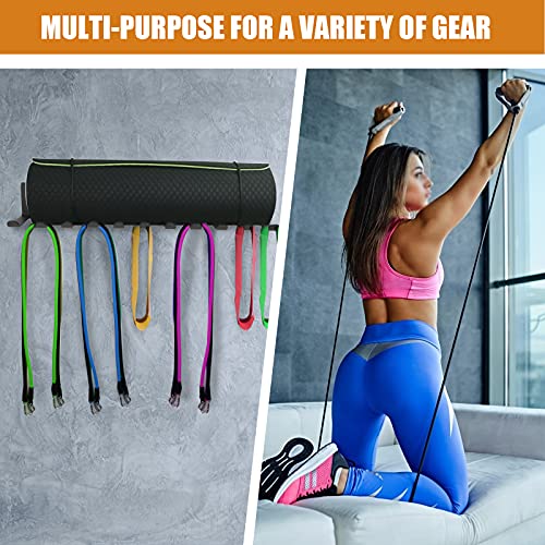 Multi-Purpose Heavy Duty Gym Storage Rack - 11 Hooks for Resistance Bands, Straps, Jump Ropes, Foam Rollers, Weight Belts, Tools (L-23") - style: L-23"