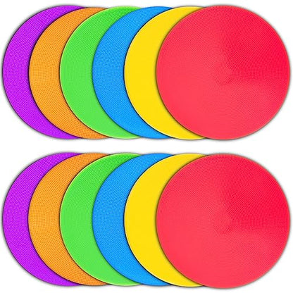 Poly Spot Markers 4 inch/9 inch Non-Slip Rubber Agility Training Markers Floor Dots Flat Field Cones for Football, Soccer, Basketball, School Exercise Drills, Dance Practice - style: 9 inch 12 Pcs (TPE)