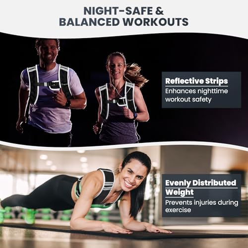 Weighted Vest for Women Men - 8lb/10lb/12lb/16lb/22lb/25lb/30lb Weight Vest with Reflective Stripe, Detachable Phone Pouch, Ideal for Walking, Strength Training, Running, Workout, Weight Loss