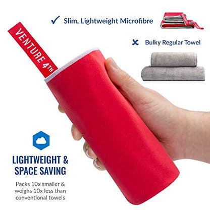 VENTURE 4TH Quick Dry Travel Towel - Fast Drying Ultra Soft Microfiber Towels - Essential for Camping, Backpacking, Yoga, Swimming, Gym, Sports and Beach - 3 Compact Sizes