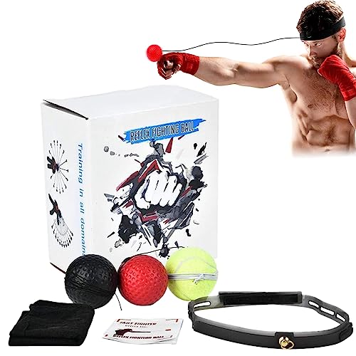Dioche Boxing Reflex Ball Set with Reflex Ball and Headband, Boxing Speed Training Balls, Boxing Punch Exercise Ball for Reflex Speed Training, Fight Skill and Hand Eye Coordination Training