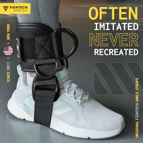 FIGHTECH Ankle Straps Cable Machine Attachment for Gym - Cable Kickback Ankle Straps - Padded Ankle Cuffs for Glute Kickbacks and Leg Workouts - color: Pro Black