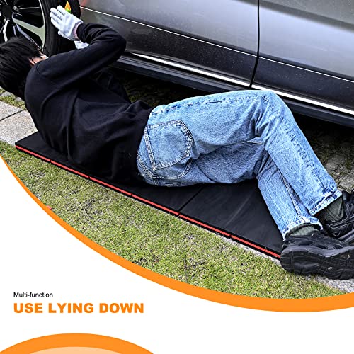 FOSHIO Foldable EVA Mat with Carrying Handles - Thick Kneeling Mat for Mechanics, Garage, Picnicking, Gardening, Camping, Home Gym - color: Red