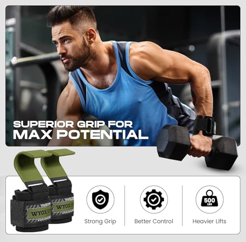 Weight Lifting Hooks for Deadlift, Pull Ups & Rows – Heavy Duty Wrist Support Grips to Lift Heavier, Reduce Grip Fatigue & Improve Performance – Padded Straps for Men & Women (Pair of 2)