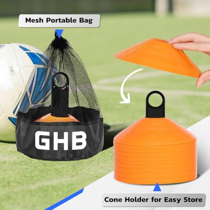 GHB Soccer Cones 25/50/100 Pack Disc Soccer Sport Cones - color: 50Pcs Orange