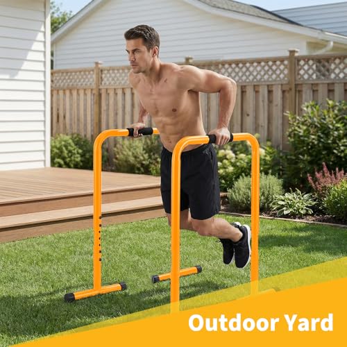 NEWBULIG Dip Bar Station, Adjustable Parallel Parallettes Bar with Soft High-Density Foam Handles, Heavy Duty Dip Stands Workout Equipment for Home, Gym, Patio, Office