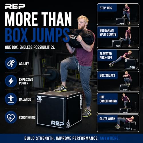 REP Soft Plyo Box | 3-in-1 Foam Jump Box | 3 Size Options 16", 20", 24" | Plyometric Training Platform | Home Gym Equipment | Non-Slip Step Block | Adjustable Workout Box | CrossFit Jump Tool - style: Medium - 24/20/16 inch