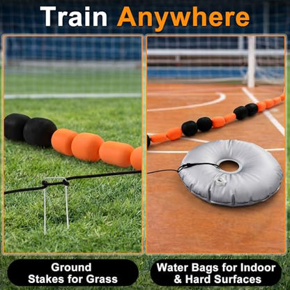 Outus 9 ft Soccer Goalkeeper Deflection Equipment Goalkeeper Training Equipment Single Line Deflector Multi Refraction Angles for Reflex & Agility Training with 15 Soccer Cones & 2 Water Weight Bags