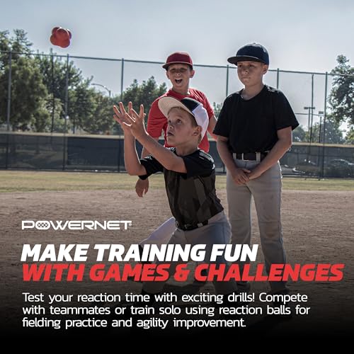 PowerNet Reaction Balls, Reflex & Agility Trainer, Hand-Eye Coordination Training, Reaction Speed Training Equipment, Baseball Softball Soccer and Boxing Reflex Ball Sports Equipment, 2 Sizes