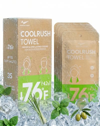 CoolRush Towel for Body – 5 Pack Individually Wrapped Cooling Wipes | Instant Cooling Neck Wrap, Alcohol-Free Sweat Cooling Towel for Adults | Reusable, Travel, Gym, Music Festival, Camping Essentials - size: 1 Count (Pack of 5)