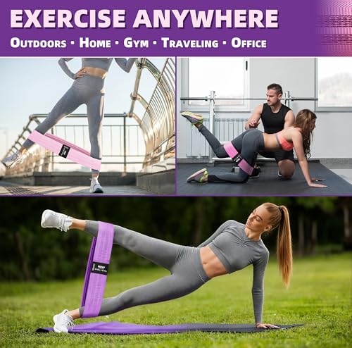 Fabric Resistance Bands,5 Non-Slip Fabric Workout Bands,Booty Bands for Women & Men, Elastic Exercise Bands for Legs, Glutes, Hips & Thighs, Home Fitness & Gym