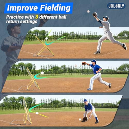 Heavy Duty Baseball Rebounder Net Fielding Trainer Pro Softball Pitch Back Bounce Pitchback for Ground, Line Drive, Fly Ball Return Settings - size: 4 x 4.5 ft