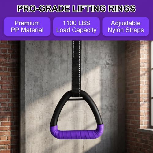 Gymnastic Rings, Gymnastic Rings Equipment, Pull-up Gymnastic Rings, Home Gymnastic Rings no-Punch bar Lanyard for Training Workouts - color: Purple