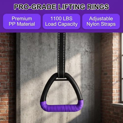 Gymnastic Rings, Gymnastic Rings Equipment, Pull-up Gymnastic Rings, Home Gymnastic Rings no-Punch bar Lanyard for Training Workouts - color: Purple