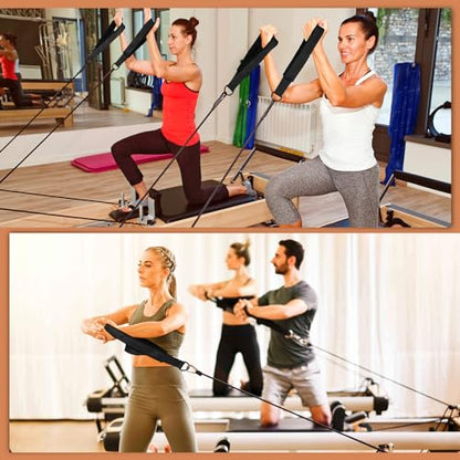 Pilates Straps - Double Loop D-Ring Straps for Reformer, Padded, Home Gym Workout