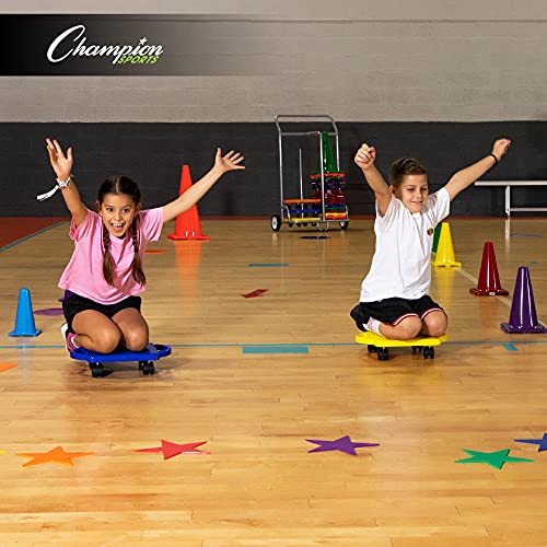 Champion Sports Round Poly Spot Markers for Sports, Activities, and Social Distancing - 10-inch, Set of 12 - Orange