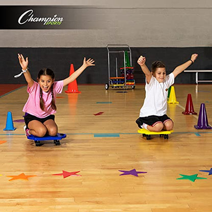 Champion Sports Round Poly Spot Markers for Sports, Activities, and Social Distancing - 10-inch, Set of 12 - Orange